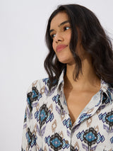 Women's Multicolor Casual Oversized Fit Printed Full Sleeves Shirt