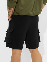 Men's Black Solid Cargo Shorts