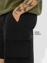 Men's Black Solid Cargo Shorts