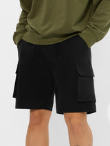 Men's Black Solid Cargo Shorts