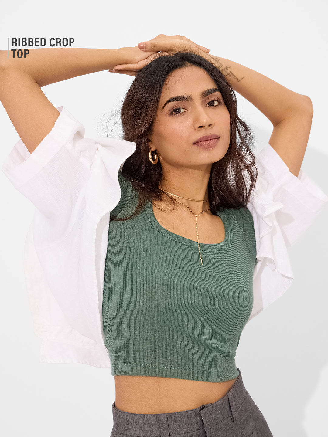 Women's Green Casual Slim Fit Solid Half Sleeves Top