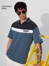Men's Multicolor Casual Printed Oversized Fit Full Sleeves Polo Tshirt