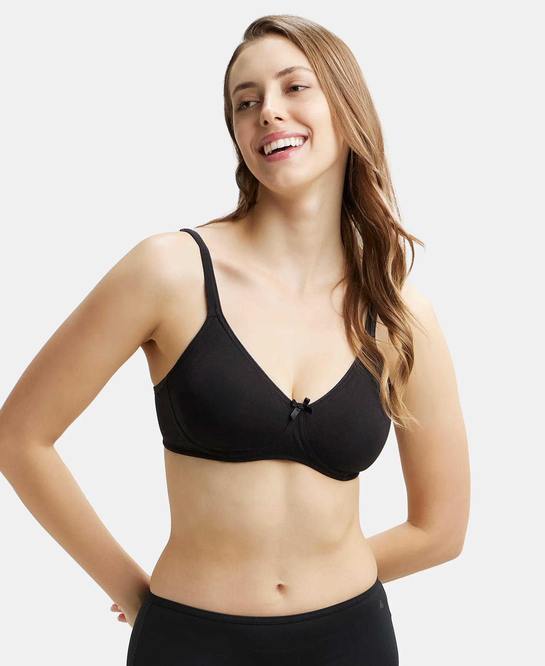 Women's Black Cotton Stretch Bra