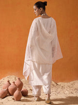Women's Off White Embroidered Straight Kurta Trouser With Dupatta set