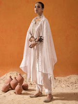 Women's Off White Embroidered Straight Kurta Trouser With Dupatta set