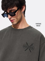 Men's Grey Casual Graphic Half Sleeves Tshirt