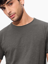 Men's Grey Casual Solid Regular Fit Half Sleeves Tshirt