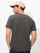 Men's Grey Casual Solid Regular Fit Half Sleeves Tshirt