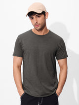 Men's Grey Casual Solid Regular Fit Half Sleeves Tshirt