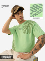 Men's Green Casual Printed Oversized Fit Half Sleeves Tshirt