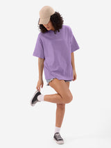 Women's Purple Casual Oversized Fit Solid Half Sleeves Tshirt