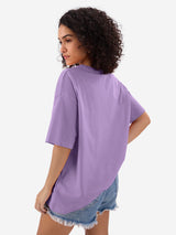Women's Purple Casual Oversized Fit Solid Half Sleeves Tshirt