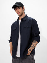 Men's Blue Casual Solid Regular Fit Full Sleeves Shirt
