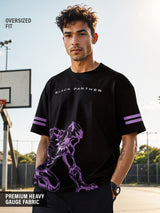 Men's Black Casual Printed Oversized Fit Half Sleeves Tshirt