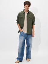 Men's Green Casual Solid Regular Fit Full Sleeves Shirt
