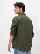 Men's Green Casual Solid Regular Fit Full Sleeves Shirt