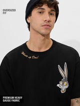 Men's Black Casual Printed Oversized Fit Half Sleeves Tshirt