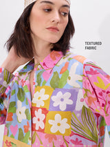 Women's Pink Casual Oversized Fit Printed Full Sleeves Shirt