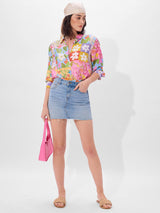 Women's Pink Casual Oversized Fit Printed Full Sleeves Shirt