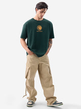 Men's Green Casual Graphic Half Sleeves Tshirt