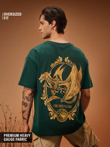 Men's Green Casual Graphic Half Sleeves Tshirt