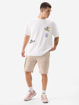 Men's White Round Neck Oversized Tshirt