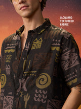 Men's Brown Casual Printed Regular Fit Half Sleeves Shirt