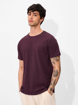 Men's Purple Casual Solid Regular Fit Half Sleeves Tshirt