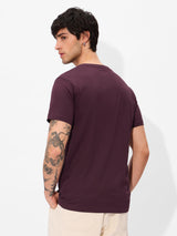 Men's Purple Casual Solid Regular Fit Half Sleeves Tshirt