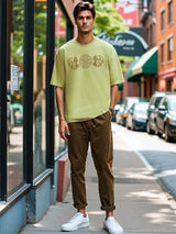 Men's Green Casual Graphic Half Sleeves Tshirt