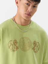 Men's Green Casual Graphic Half Sleeves Tshirt