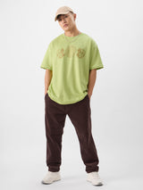 Men's Green Casual Graphic Half Sleeves Tshirt