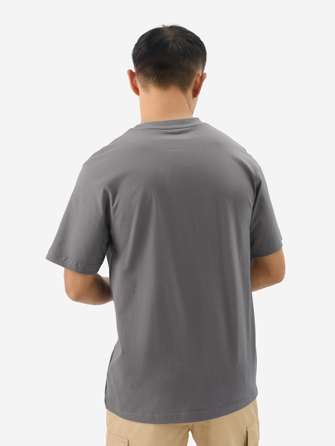 Men's Grey Casual Printed Oversized Fit Half Sleeves Tshirt
