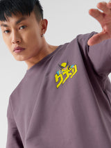 Men's Purple Casual Printed Oversized Fit Half Sleeves Tshirt