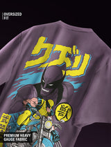 Men's Purple Casual Printed Oversized Fit Half Sleeves Tshirt