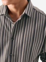 Men's Grey Casual Striped Regular Fit Full Sleeves Shirt