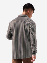 Men's Grey Casual Striped Regular Fit Full Sleeves Shirt