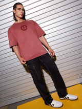 Men's Red Casual Graphic Half Sleeves Tshirt