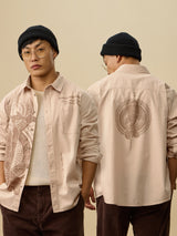 Men's Beige Casual Printed Relaxed Fit Full Sleeves Shirt