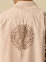 Men's Beige Casual Printed Relaxed Fit Full Sleeves Shirt