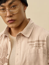 Men's Beige Casual Printed Relaxed Fit Full Sleeves Shirt