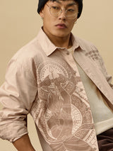 Men's Beige Casual Printed Relaxed Fit Full Sleeves Shirt