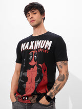 Men's Black Casual Printed Regular Fit Half Sleeves Tshirt
