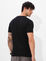 Men's Black Casual Printed Regular Fit Half Sleeves Tshirt
