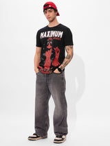 Men's Black Casual Printed Regular Fit Half Sleeves Tshirt