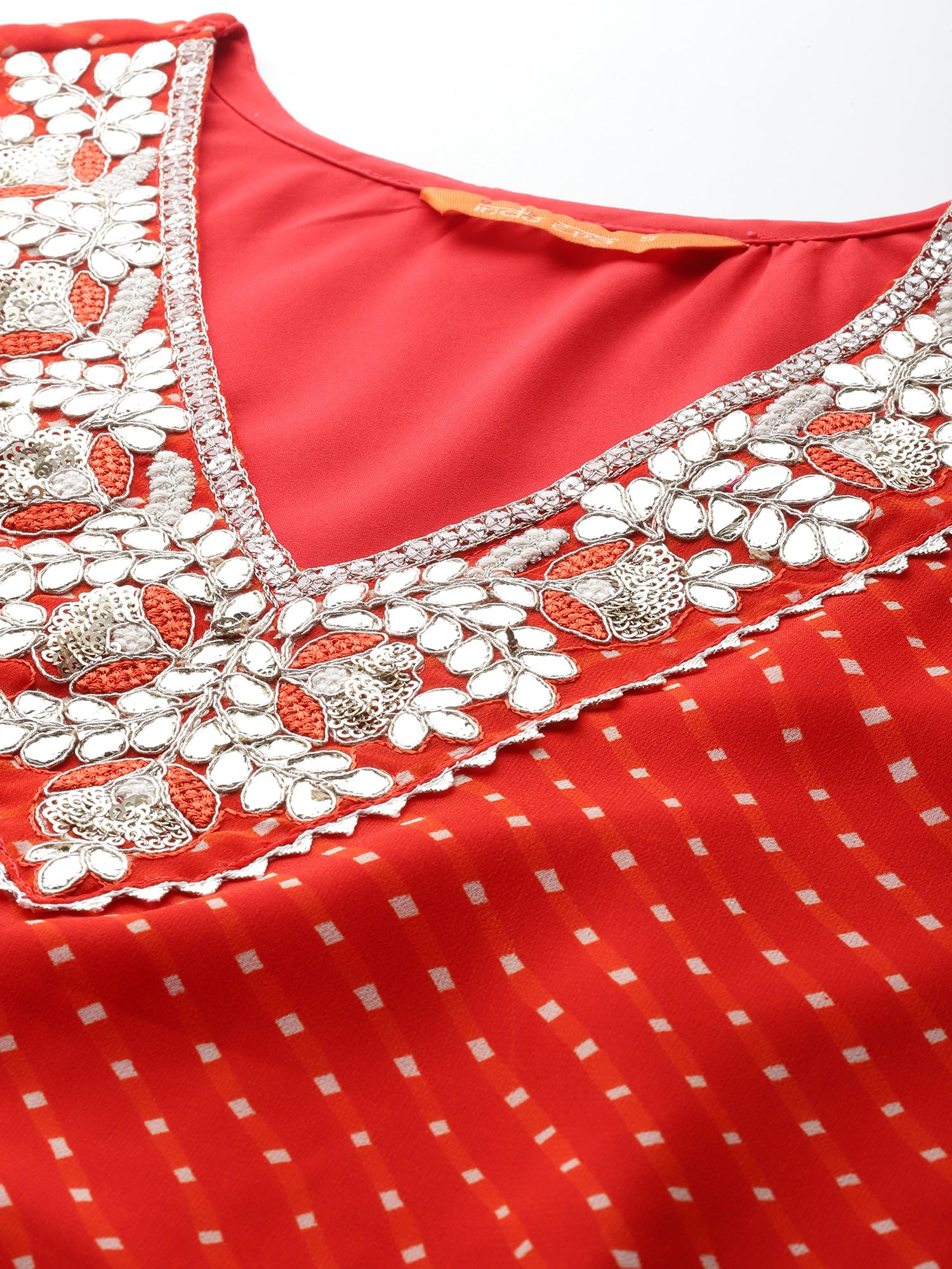 Women's Orange Printed Straight Kurta