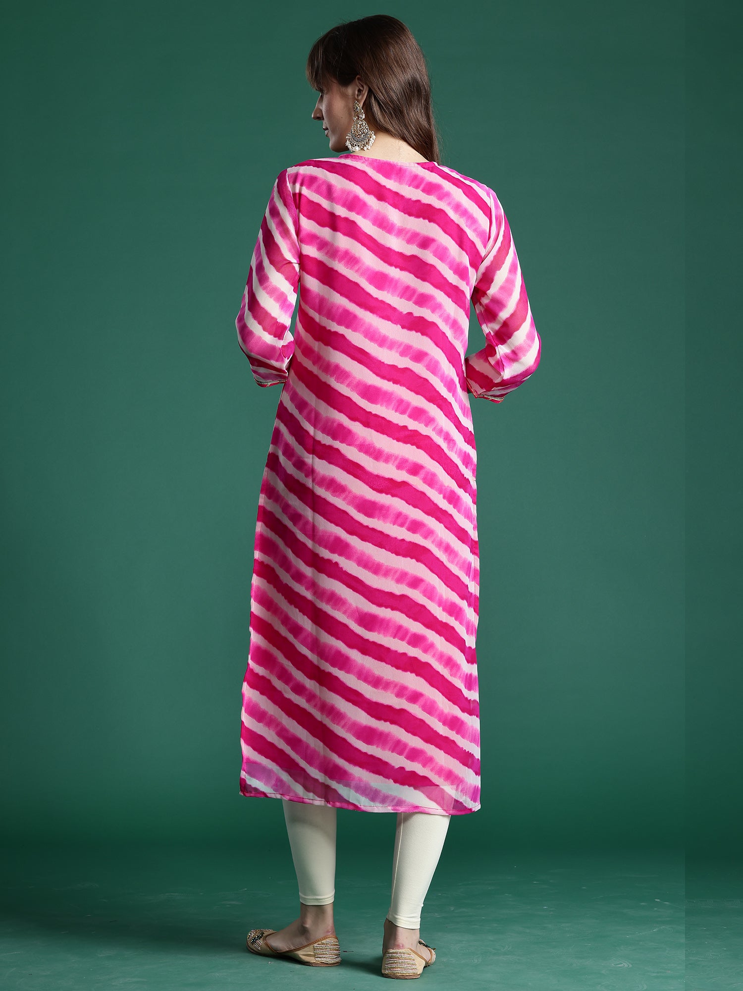 Women's Pink Embroidered Straight Kurta
