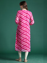 Women's Pink Embroidered Straight Kurta