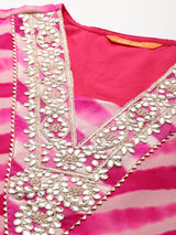 Women's Pink Embroidered Straight Kurta