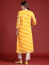Women's Yellow Printed Straight Kurta